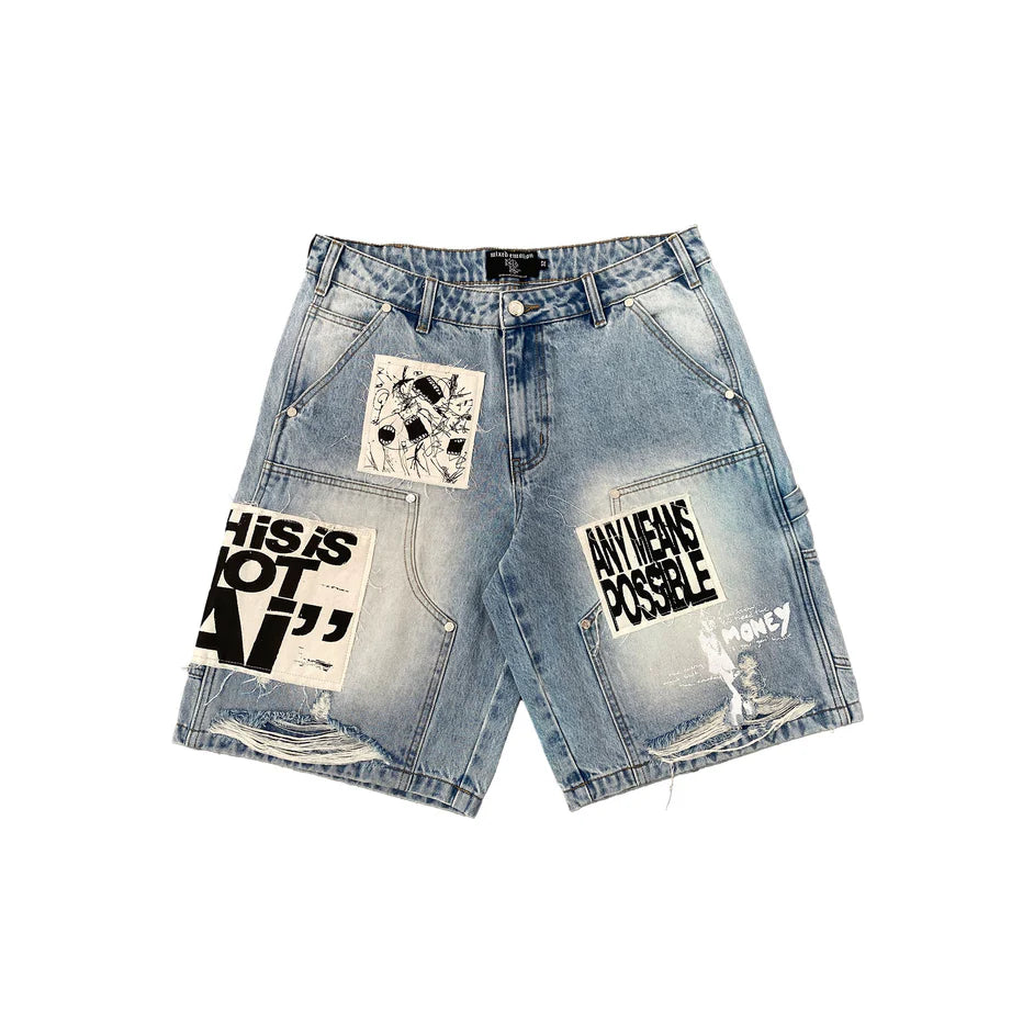 MIXED EMOTION AL DENIM SHORTS