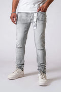Premium Disaster ICE GREY 3D RIPS - ULTRA SKINNY STRETCH DENIM (DZTR-551 ICE GREY 3D RIPS N)