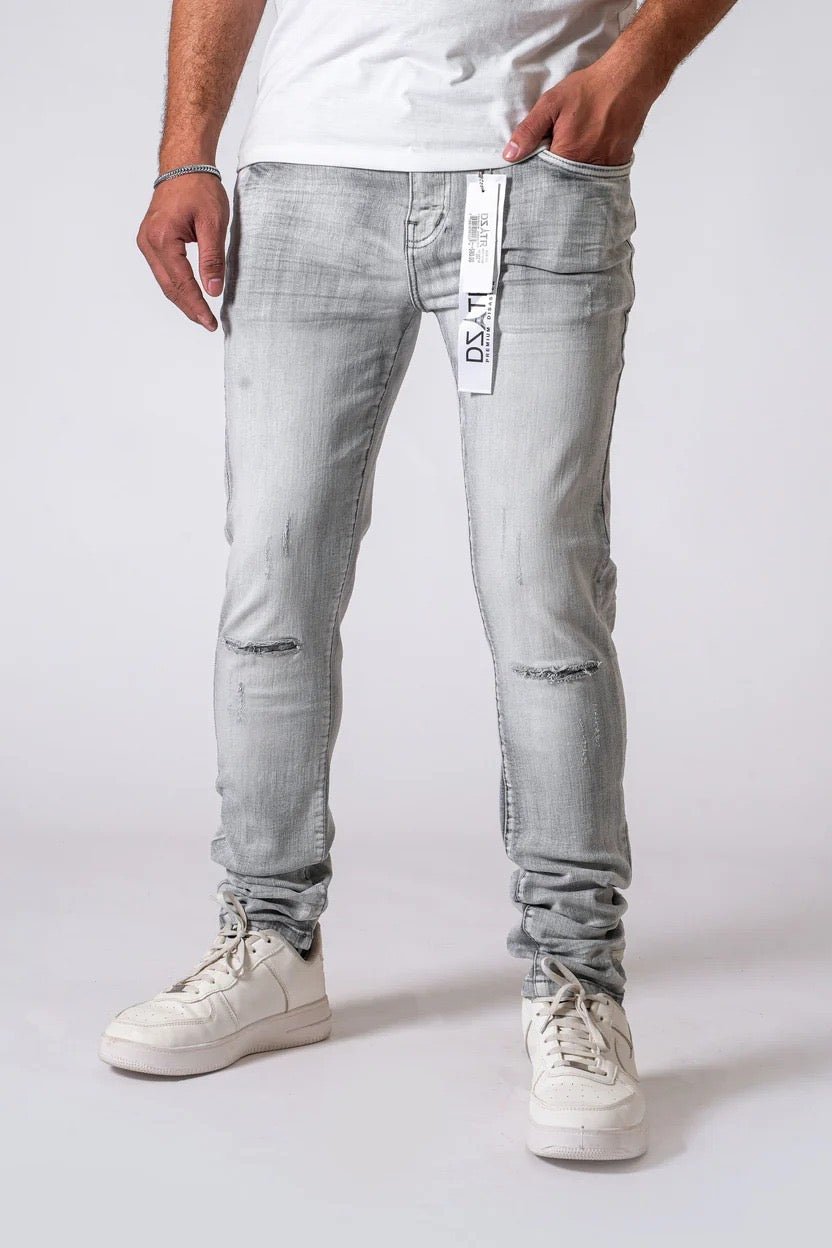 Premium Disaster ICE GREY 3D RIPS - ULTRA SKINNY STRETCH DENIM (DZTR-551 ICE GREY 3D RIPS N)