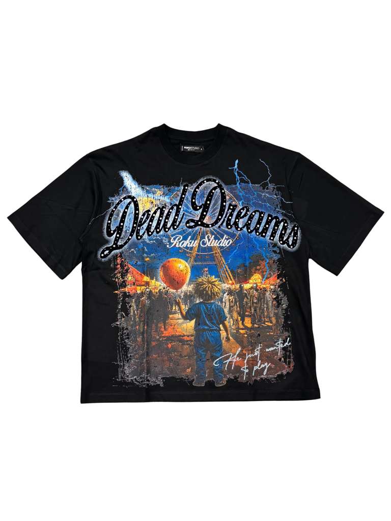 ROKU STUDIO DEAD DREAMS RELAXED LOOSE FIT TEE BLACK