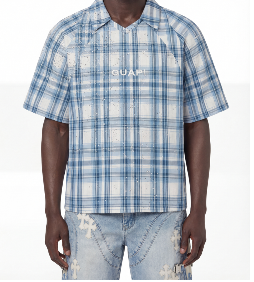 GUAPI ICE BLUE PLAD SHIRT