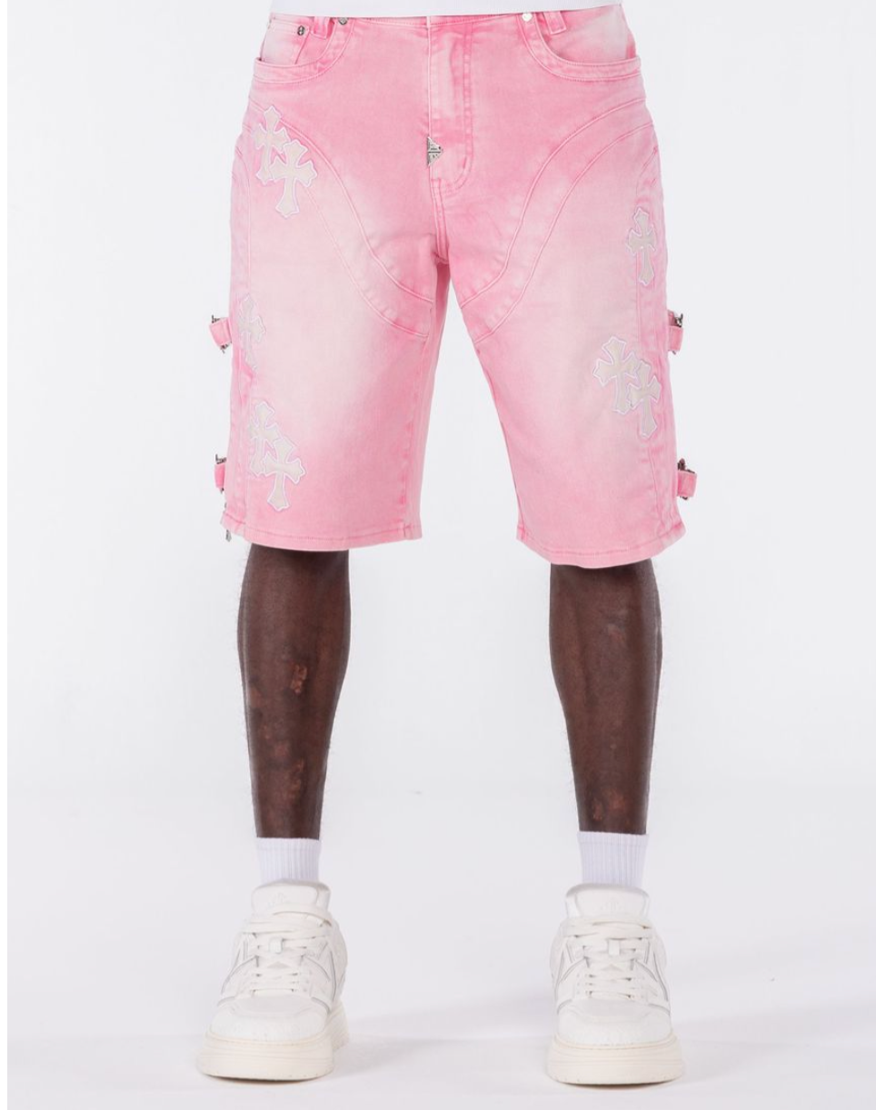 GUAPI FRENCH ROSE CROSS BUCKLE SHORTS