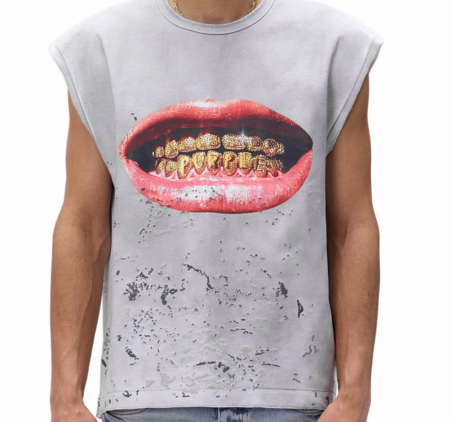 PURPLE SMILE TANK TOP GREY