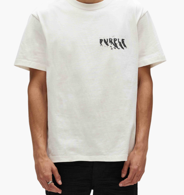 PURPLE PAINTED WORDMARK TEE