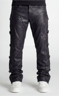 GUAPI PANTS All Black Cross Straight Leg Denim