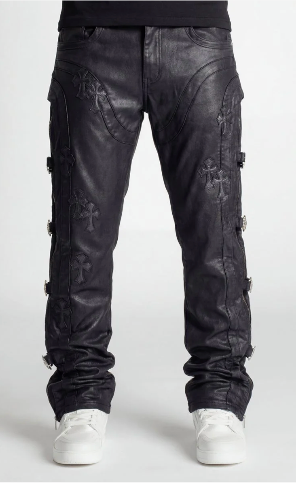 GUAPI PANTS All Black Cross Straight Leg Denim
