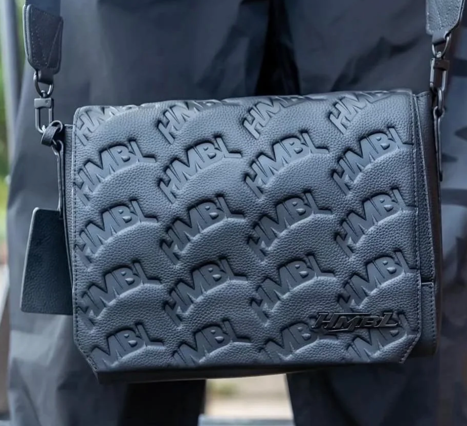 HMBL Signature Monogram Crossbody Bag - BLACK
