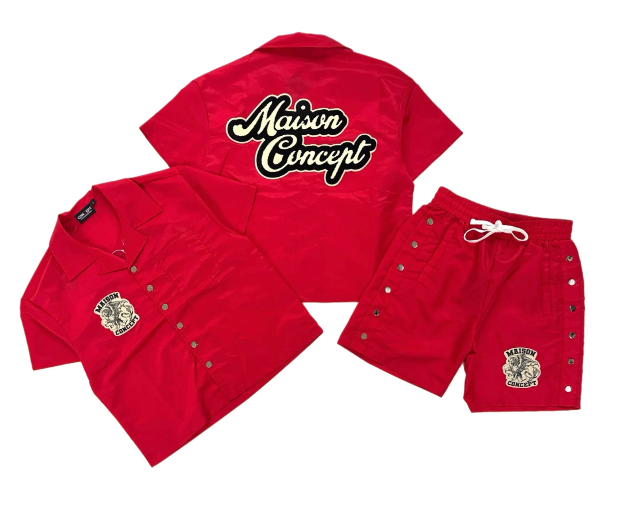 CONCEPT LA MAISON CON TOP & SHORTS 'GREY'RED'