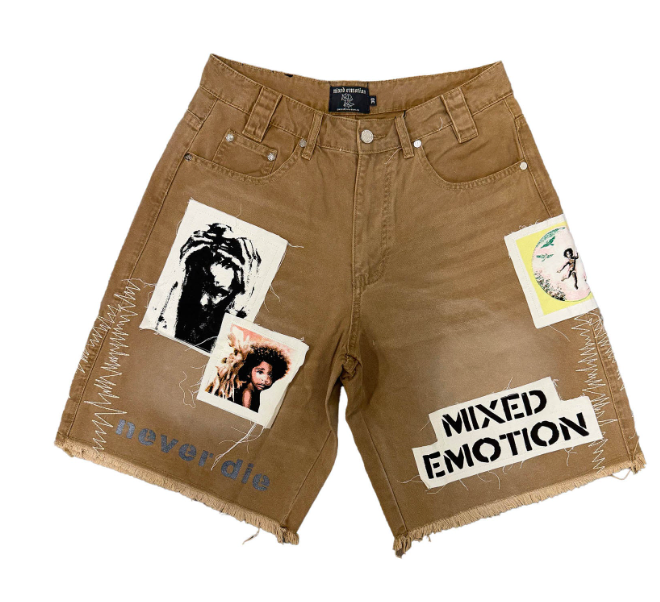 MIXED EMOTION 'CHAOS' CARPENTE SHORTS KHAKI