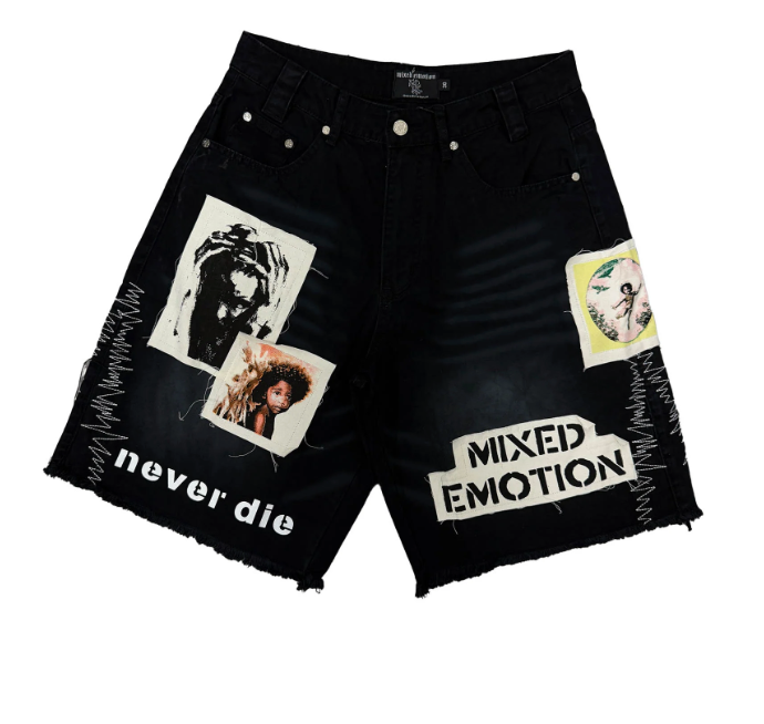 MIXED EMOTION 'CHAOS' CARPENTER SHORTS BLACK