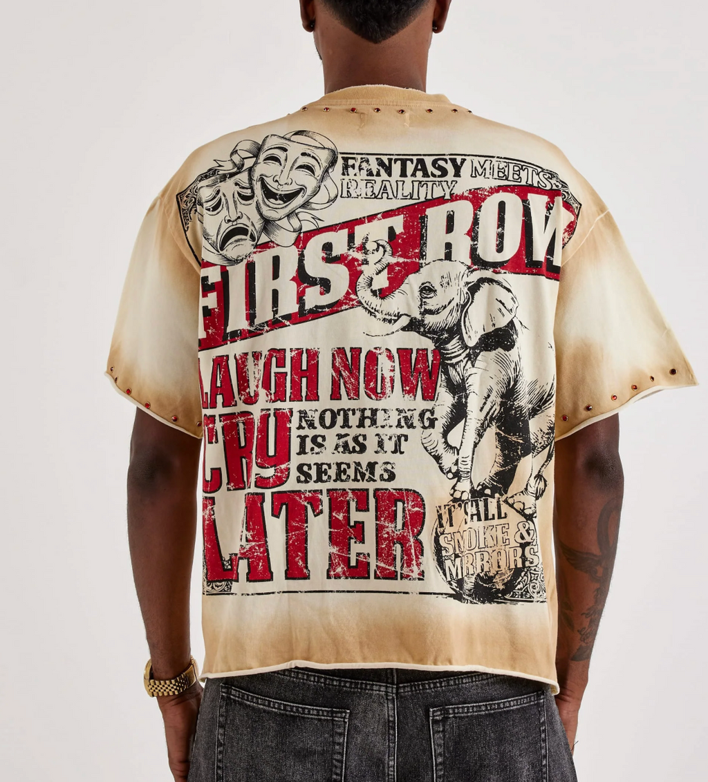 FIRST ROW CROPPED MINI TERRY 3/4 SLEEVE TEE