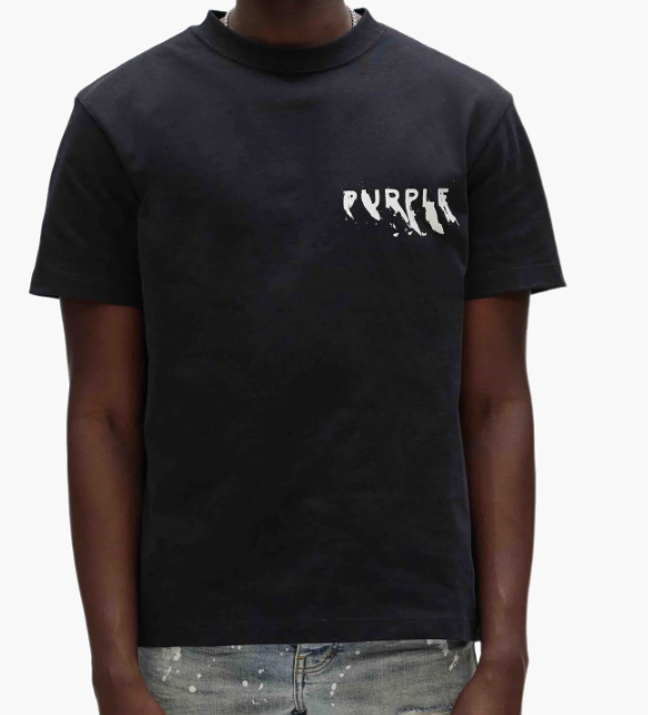 PURPLE PAINTED WORDMARK TEE